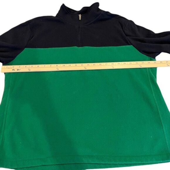 Lands' End Men's 1/4 Zip Fleece Pullover Navy Blue and Green Size XL - Picture 6 of 8
